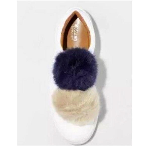 Abbie Sneakers w Faux Fur Pompom Mossimo Leather - Picture 2 of 4